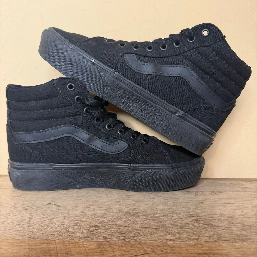 Vans stacked platform triple black womens size 8 shoes 721356